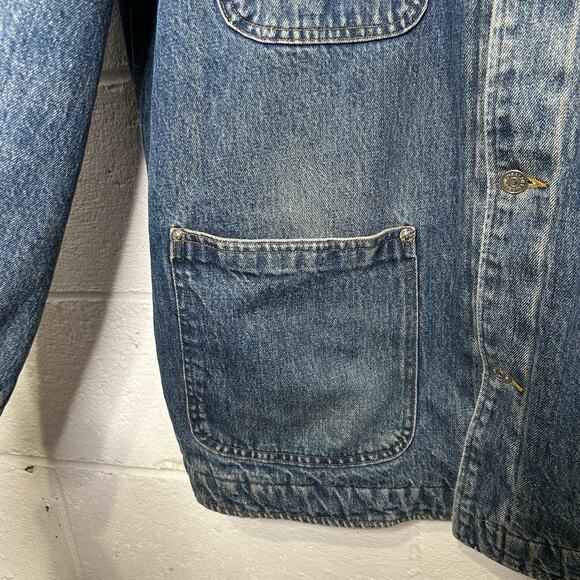 Vintage Polo Country Ralph Lauren Plaid-Lined Denim Chore Coat - Picture 7 of 9